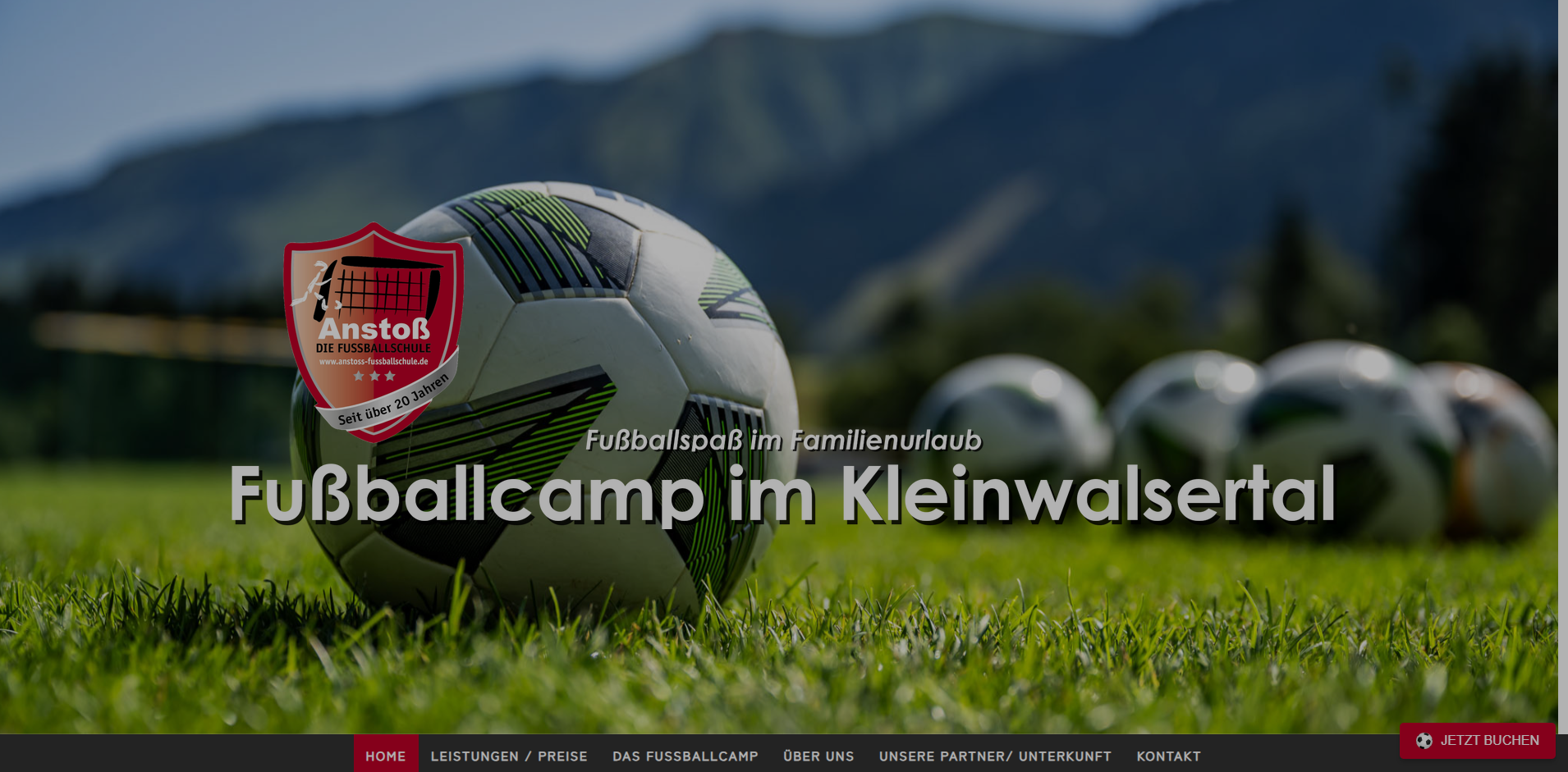 Familienurlaub-Fussballcamp Website Desktop