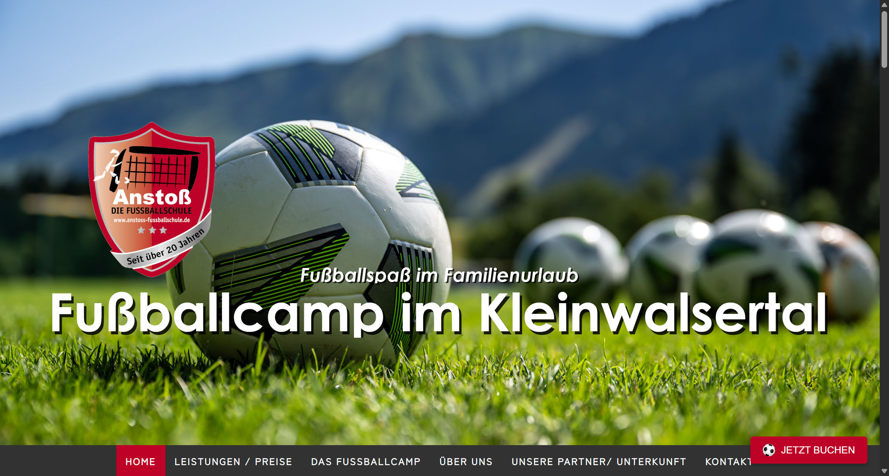 Familienurlaub Fussballcamp – Website von Jolie Webdesign