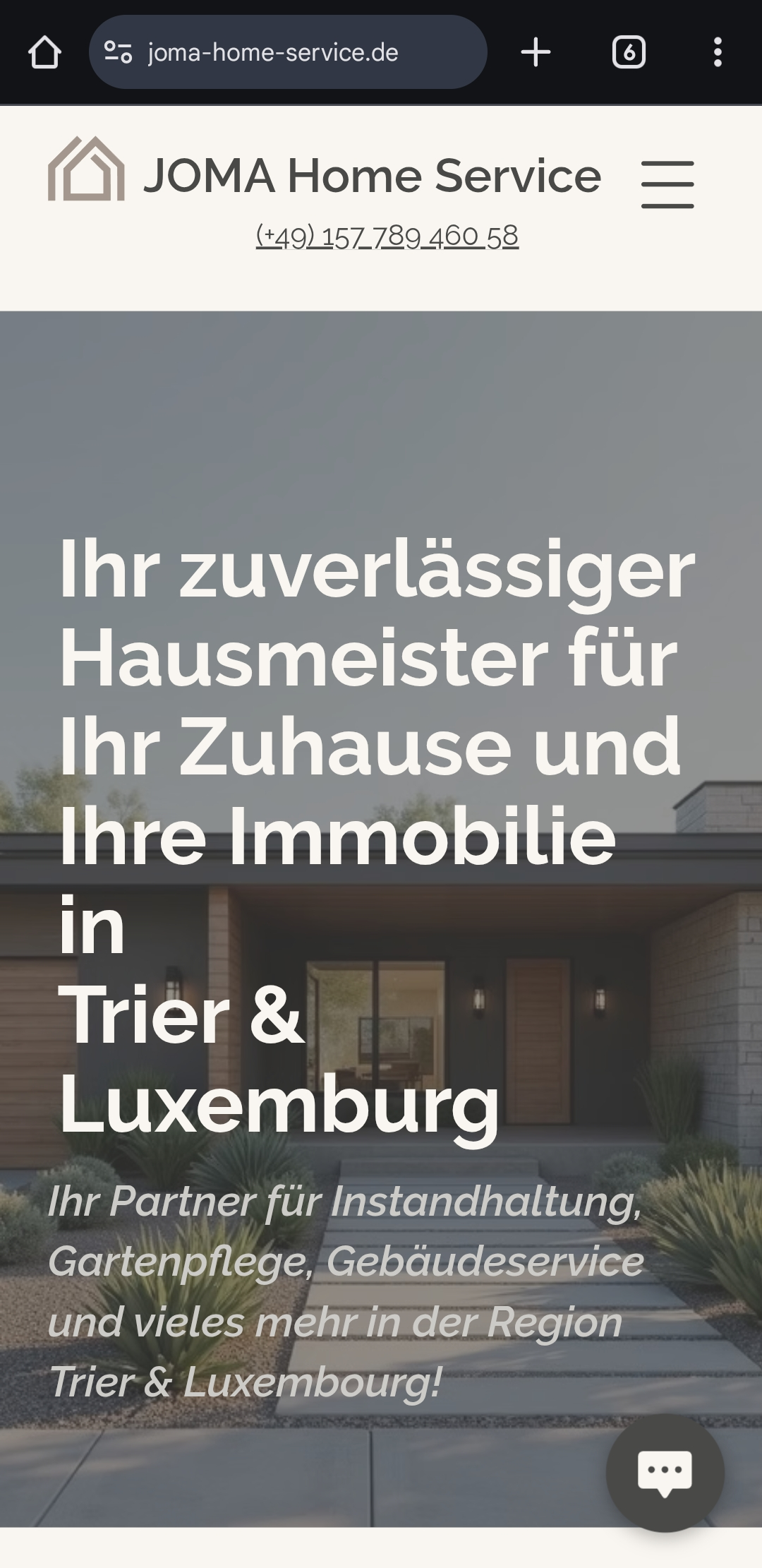 JOMA Home Service Website Mobil