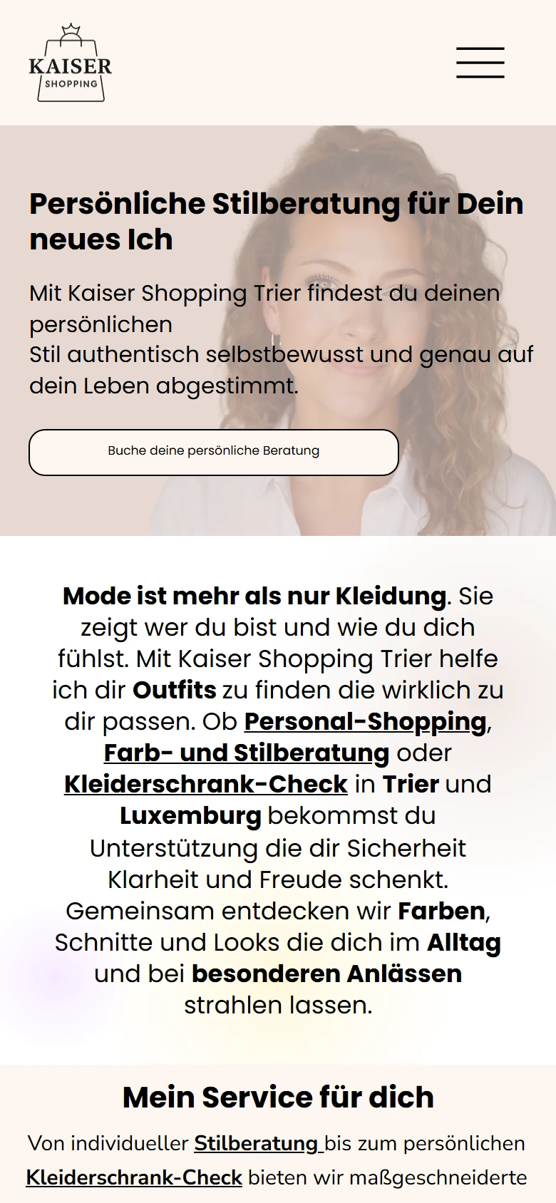 Kaiser Shopping Trier Website auf dem Smartphone